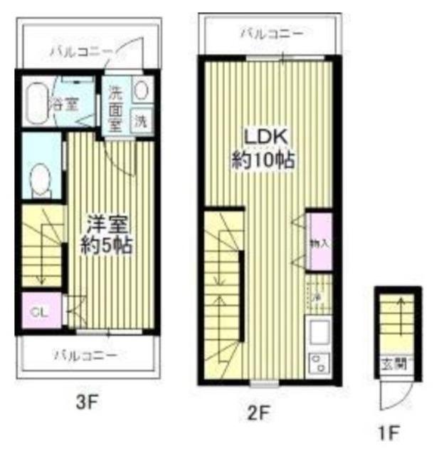 チェスナッツ蒲田(1LDK/3階)の間取り写真