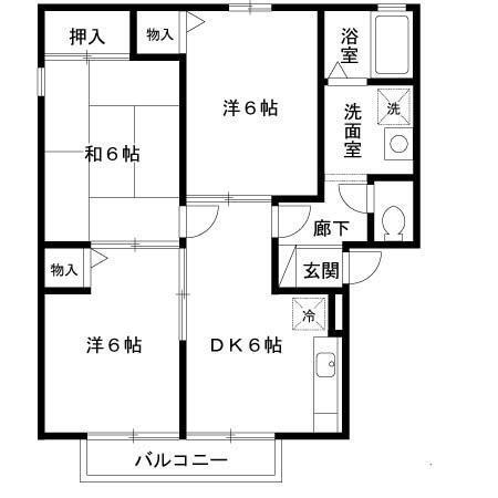 RIHITO八尾 C棟(3DK/1階)の間取り写真