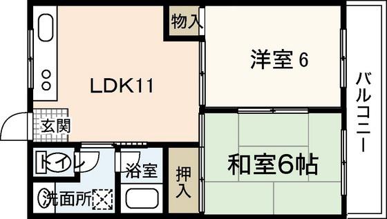 第二中広不動産ビル(2LDK/4階)の間取り写真