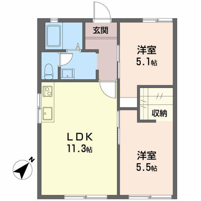 シャルマンドミール(2LDK/2階)の間取り写真