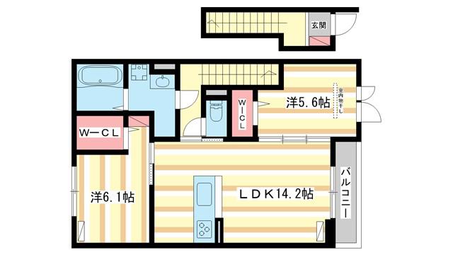 アムフル(2LDK/2階)の間取り写真