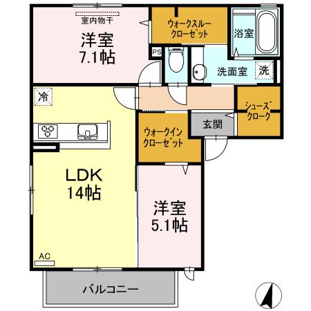 PARAS(2LDK/3階)の間取り写真