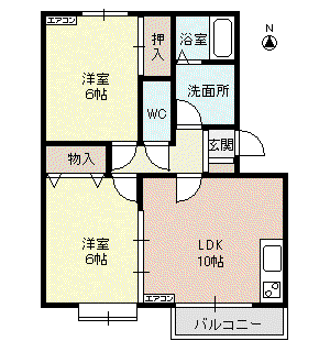 アベニール・クレア(2LDK/1階)の間取り写真