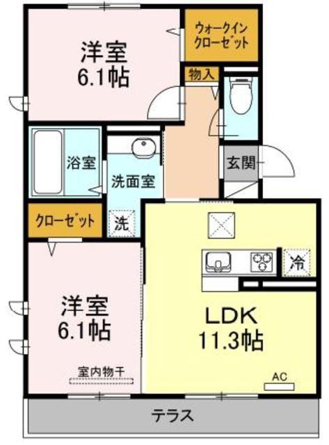 REGULUS C棟(2LDK/1階)の間取り写真
