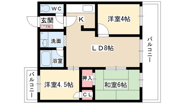 SPACE DUKE K(3LDK/4階)の間取り写真