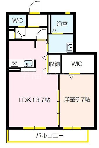 シャーメゾン湯梨浜(1LDK/2階)の間取り写真
