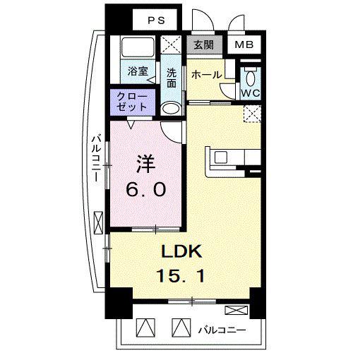ヴィアーレ 光南(1LDK/3階)の間取り写真
