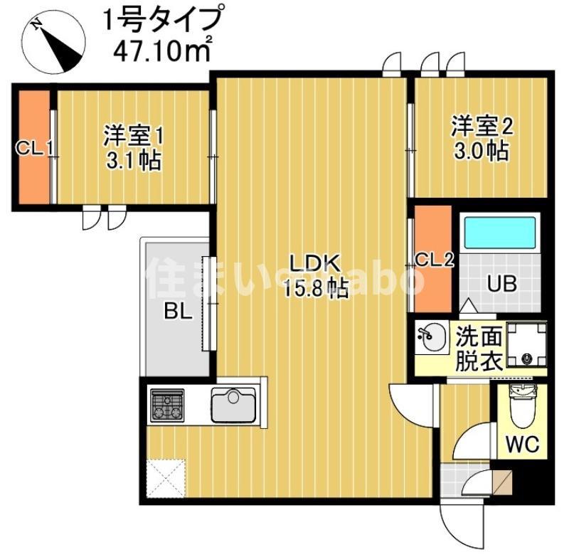 GRANDTIC F-L ALL GOOD(2LDK/1階)の間取り写真