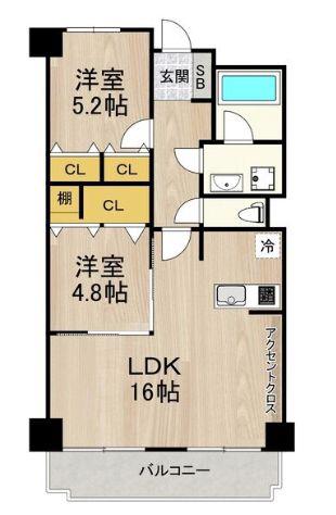 インプルーブ天満橋(2LDK/9階)の間取り写真