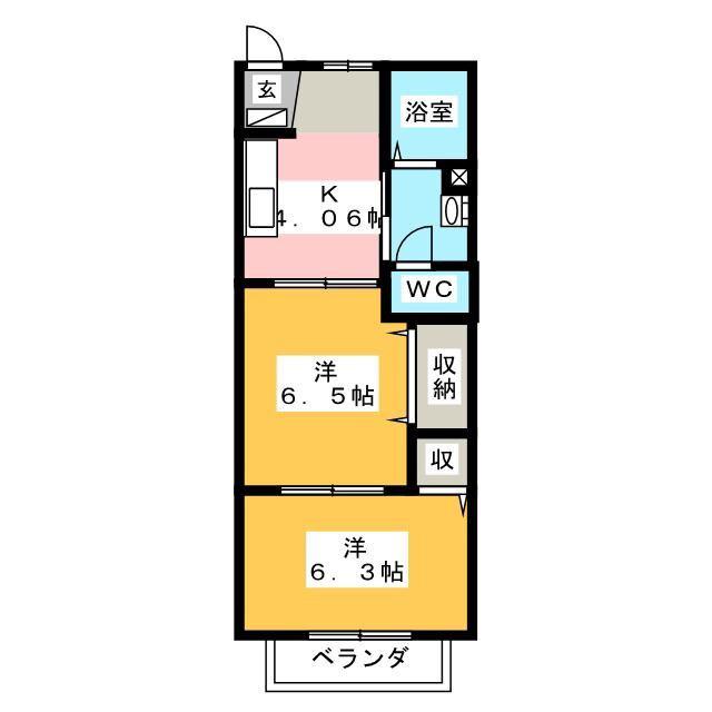 コートハウスY(2K/1階)の間取り写真