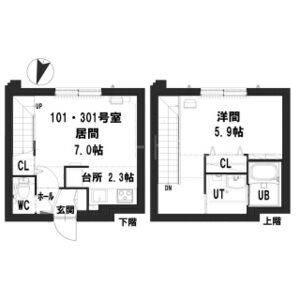 グランメール平岸1-2(1LDK/3階)の間取り写真