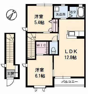 シャルマンラフォーレB棟(2LDK/2階)の間取り写真