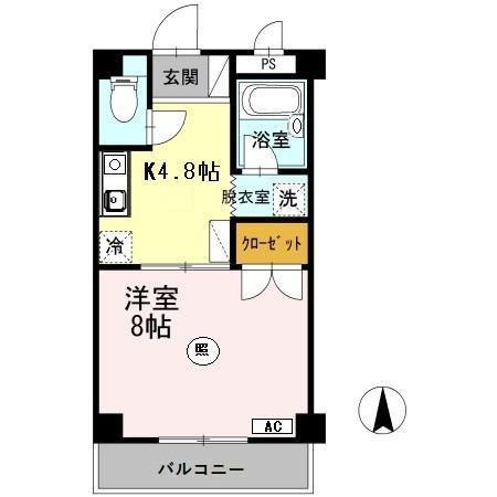 大安寺マンション(1K/3階)の間取り写真
