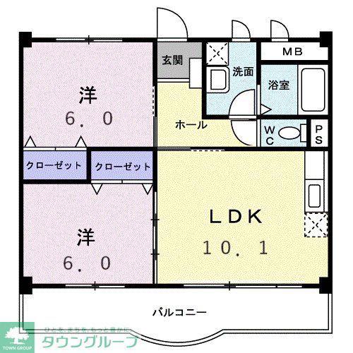 ニューグランド オアシス(2LDK/1階)の間取り写真