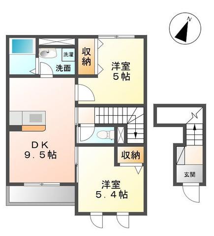 コンフィード(2DK/2階)の間取り写真