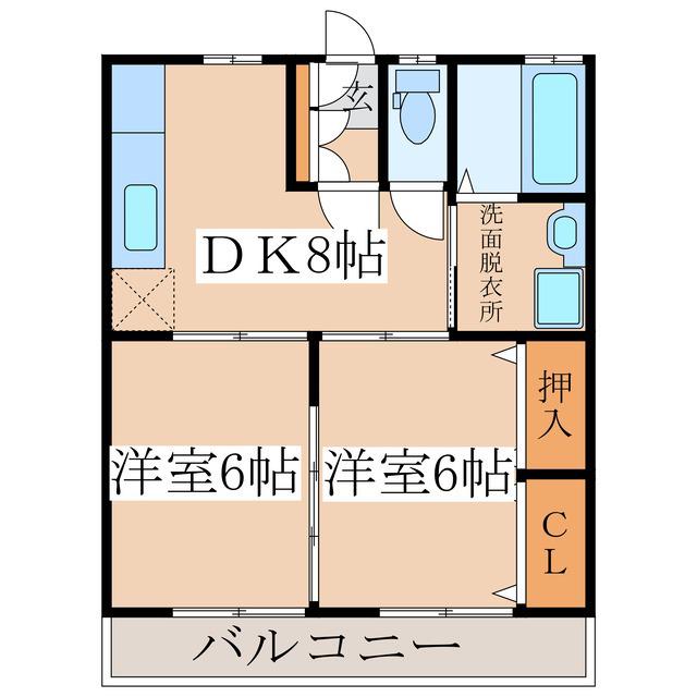 サニーフラット(2DK/2階)の間取り写真