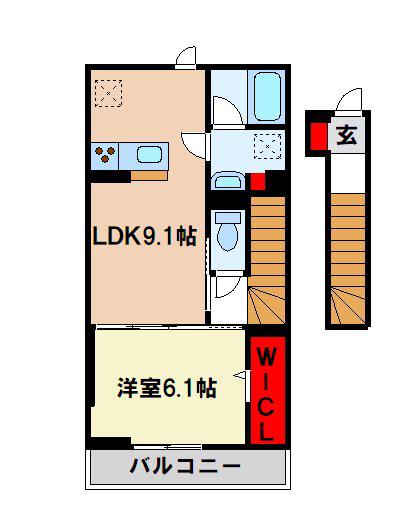 D-ROOM TK(1LDK/2階)の間取り写真