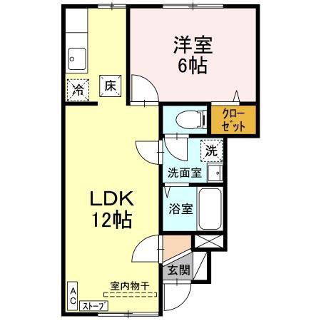 グランモア朋A(1LDK/1階)の間取り写真