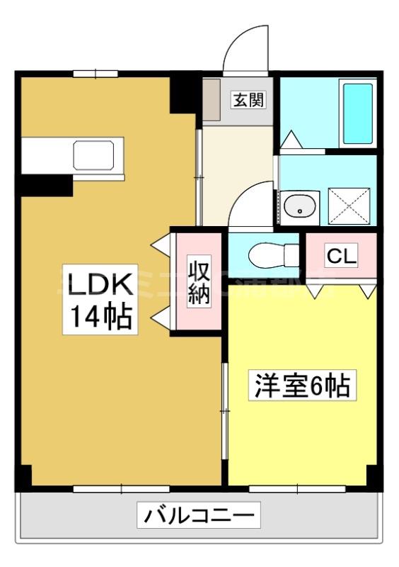 リヴァージュ B棟(1LDK/1階)の間取り写真