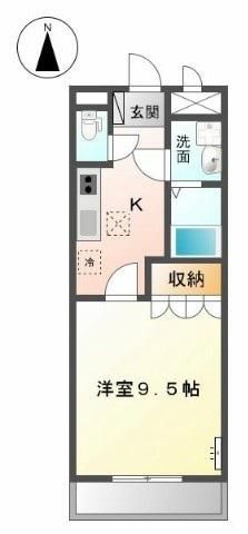 グランディール城山(1K/1階)の間取り写真