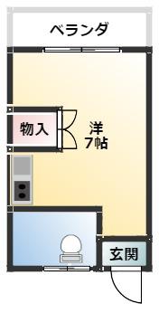 さんめい荘(ワンルーム/4階)の間取り写真