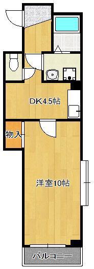 ルミエールKYII(1DK/4階)の間取り写真