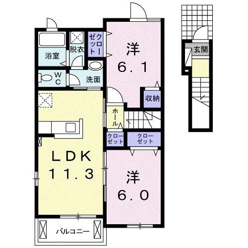 ブリーゼ A(2LDK/2階)の間取り写真
