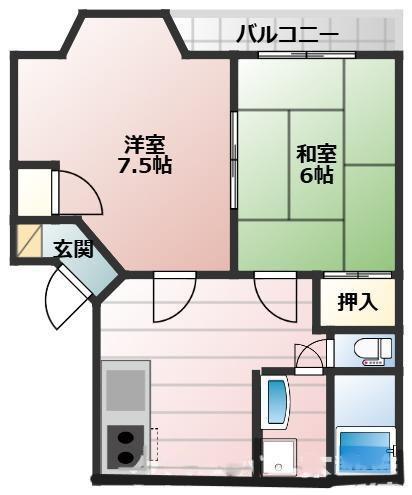 セトメゾン(2DK/2階)の間取り写真