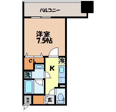 ABITI浜町(1K/11階)の間取り写真
