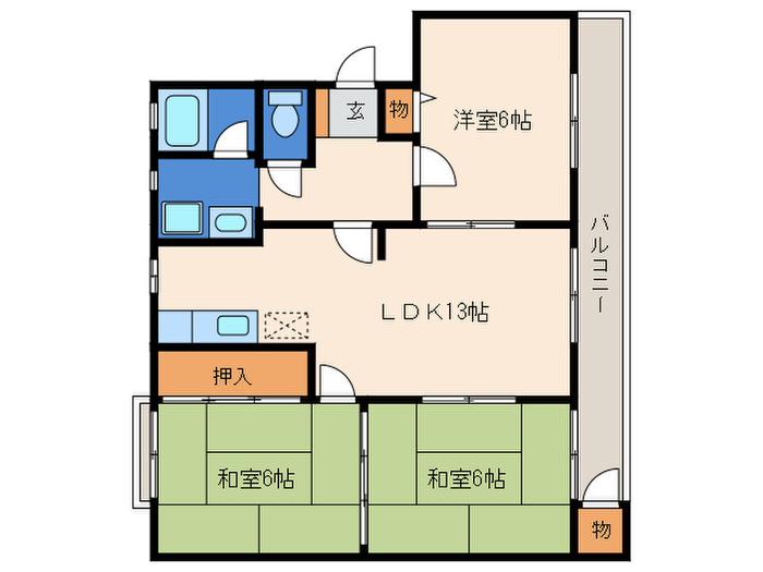 レジデンスT(3LDK/3階)の間取り写真