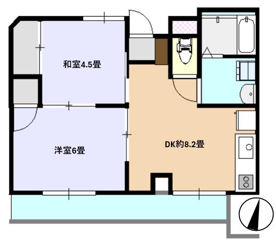 YSSQUARE東大成(2DK/3階)の間取り写真