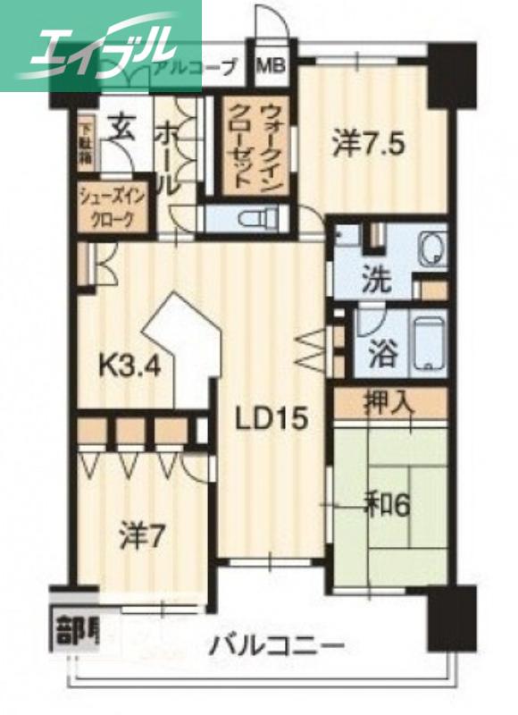 アルファステイツ幸町II(3LDK/6階)の間取り写真