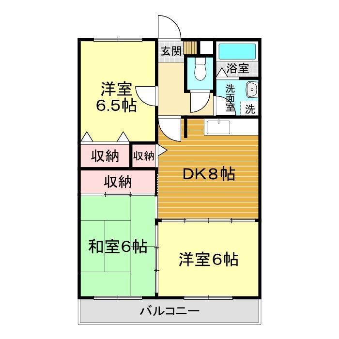 ウェルス多賀美(3DK/1階)の間取り写真