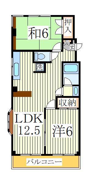 メゾン・ミヤコ I II(2LDK/4階)の間取り写真