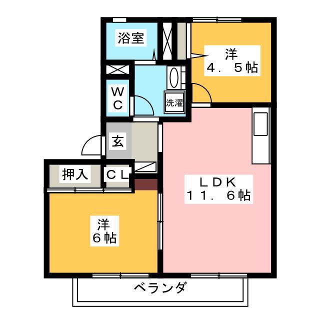 セナ・ブセナ A棟(2LDK/1階)の間取り写真