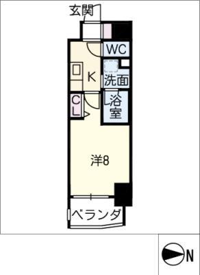 ウィステリアテラス今池(1K/8階)の間取り写真