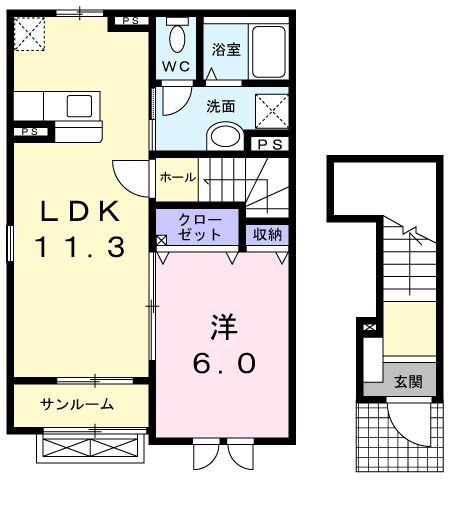 トルドニードIV(1LDK/2階)の間取り写真