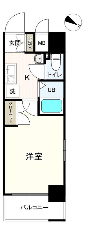 エスリード難波駅前(1K/2階)の間取り写真
