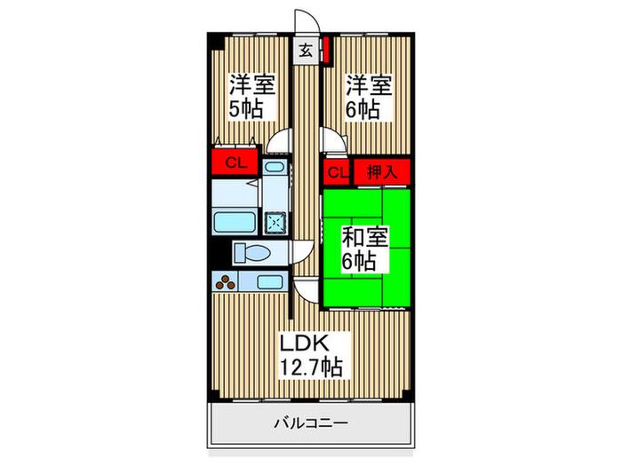 パークフィールド志木(3LDK/2階)の間取り写真