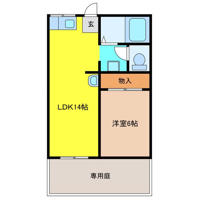 ファミールK(1LDK/1階)の間取り写真