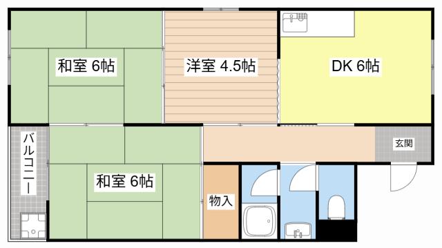エクセル篠原(3DK/1階)の間取り写真
