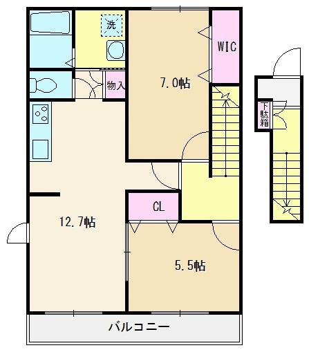 COURT VILLA上ノ原II(2LDK/2階)の間取り写真