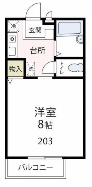 SOLEGIO S(ワンルーム/2階)の間取り写真