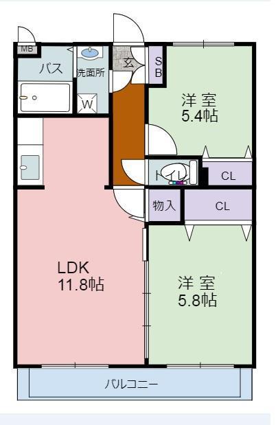 クロスステージ(2LDK/3階)の間取り写真