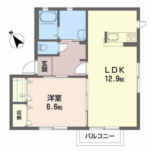 ファミールかんのII(1LDK/2階)の間取り写真