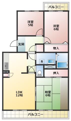 メゾンプレメール(3LDK/1階)の間取り写真