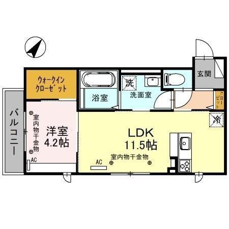 Dレジデンス兼六元町II(1LDK/2階)の間取り写真