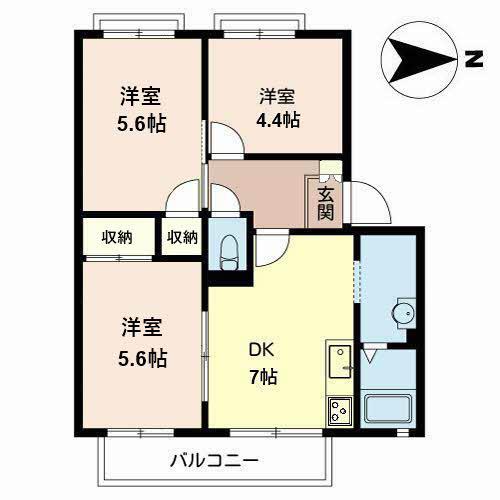 ハイツ大仙(3DK/2階)の間取り写真
