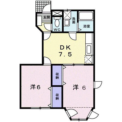 サンヒルズ柳沢2(2DK/1階)の間取り写真