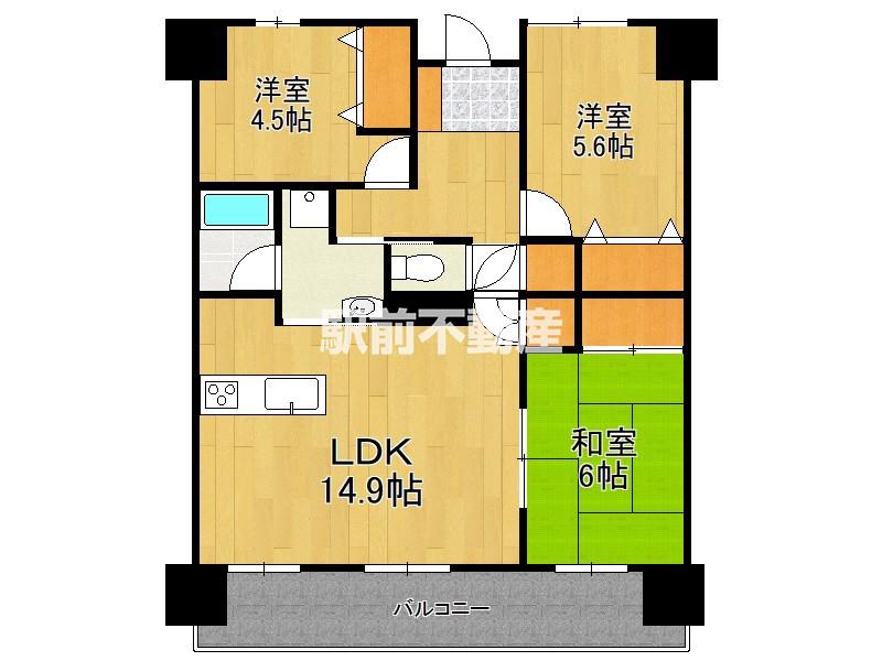 ユメックスマンション佐賀駅北(3LDK/2階)の間取り写真